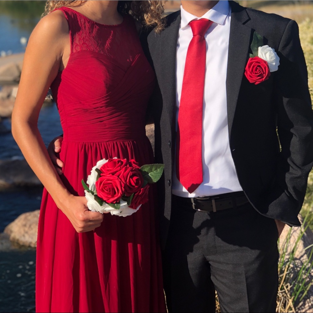 Long Dark Red Bridesmaid Dress